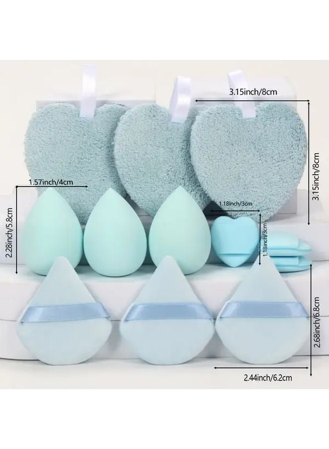 12Pcs Matcha Green Heart Shaped Reusable Double Sided Makeup Sponges For Face Washing And Makeup Removal - Image 4